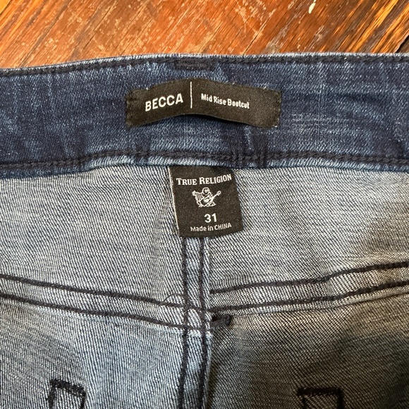 True Religion Becca Mid Rise Bootcut Jeans Women’s Size 31 Blue Denim Stretch - Picture 8 of 13